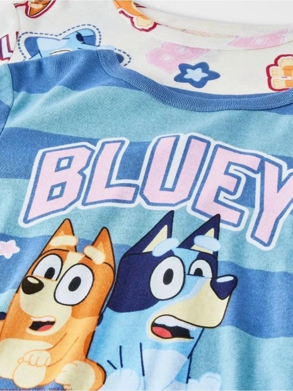 Bluey & Bingo 4pc Long Sleeve & Pants Pajama Set Size 6 NWT Blue & White